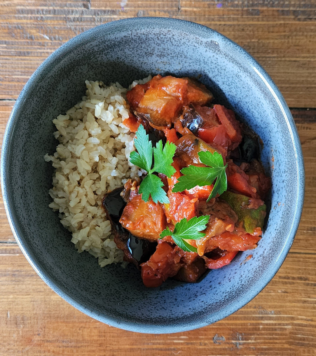 Ratatouille with brown rice